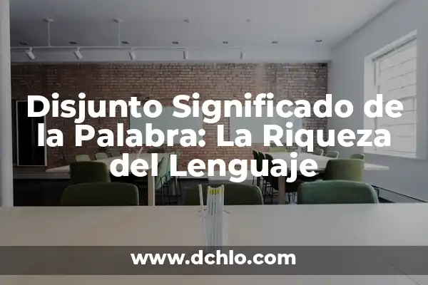 Múltiples Significados de una Palabra: Un Viaje por la Riqueza del Lenguaje 4 Disjunto Significado de la Palabra: La Riqueza del Lenguaje