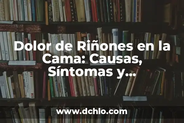 Medicamentos para Arenilla en los Riñones: Guía Completa y Actualizada 6 Dolor de Riñones en la Cama: Causas, Síntomas y Tratamientos