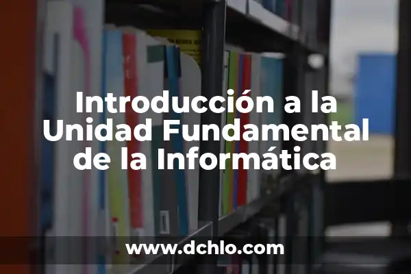 ¿Qué es la Partícula de Dios? La Búsqueda de la Unidad Fundamental 5 Introducción a la Unidad Fundamental de la Informática