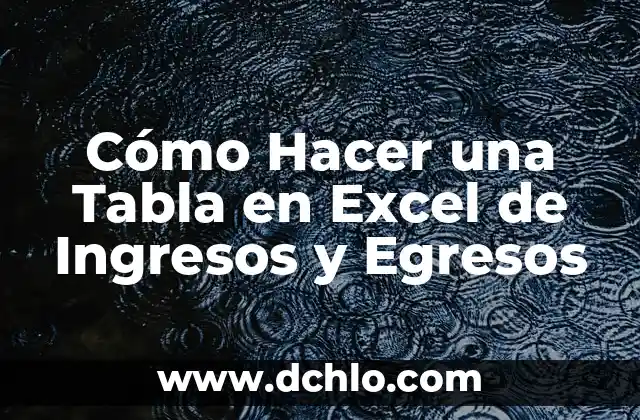 Cómo Hacer una Tabla en Excel de Ingresos y Egresos