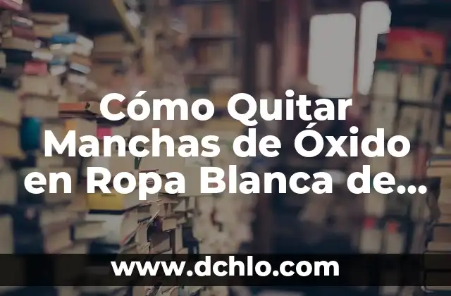 Cómo Quitar Manchas de la Plancha: Guía Definitiva 7 Cómo Quitar Manchas de Óxido en Ropa Blanca de Forma Eficiente