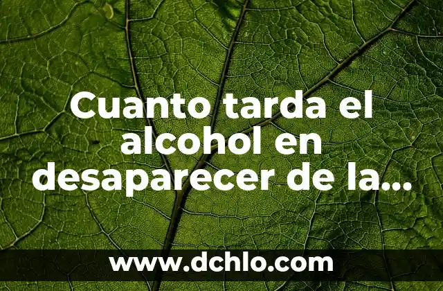 Cuanto Dura el Alcohol en Orina: Guía Definitiva 8 Cuanto tarda el alcohol en desaparecer de la sangre: Un guía detallada