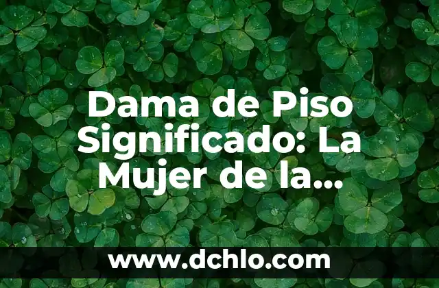 Frases para Conquistar a una Mujer: Guía Definitiva para el Éxito 8 Dama de Piso Significado: La Mujer de la Limpieza