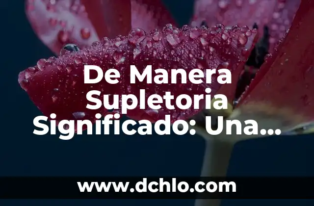 De Manera Atenta: Un Enfoque al Significado 3 De Manera Supletoria Significado: Una Guía Completa