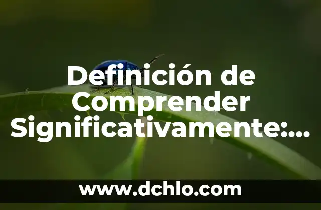 Aprendizaje Significivo: El Camino Hacia el Éxito Educativo 4 Definición de Comprender Significativamente: El Camino Hacia el Conocimiento Profundo