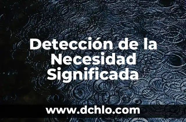 Indentificación de la Meta Significada 6 Detección de la Necesidad Significada