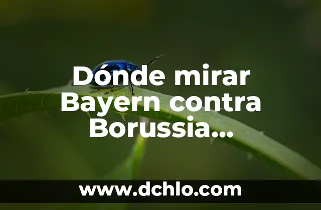 Barcelona vs Real Madrid en Vivo Online Gratis: Guía Última para Ver el Clásico 5 Dónde mirar Bayern contra Borussia Dortmund en vivo: Guía completa
