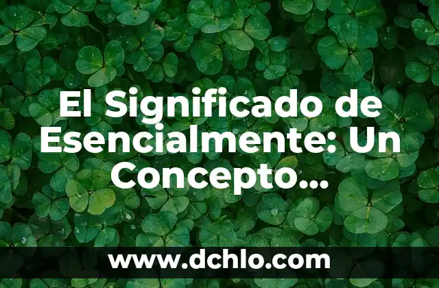 El Significado de Esencialmente: Un Concepto Fundamental