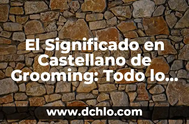 Significado en castellano de Pathfinder 3 El Significado en Castellano de Grooming: Todo lo que Necesitas Saber