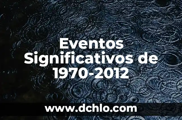 Eventos Significativos de la I 4 Eventos Significativos de 1970-2012