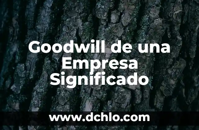 Como hacer un informe de mejora para una empresa 4 Goodwill de una Empresa Significado