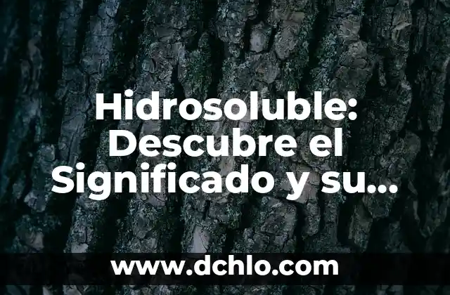 Significado de TMO: Descubre su Verdadero Propósito 8 Hidrosoluble: Descubre el Significado y su Importancia