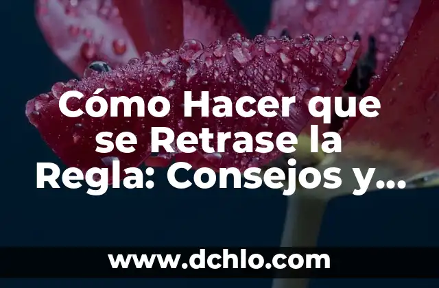Cómo Hacer que se Retrase la Regla: Consejos y Soluciones
