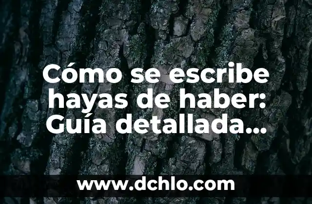 Cómo se escribe hayas de haber: Guía detallada sobre el uso correcto de los verbos