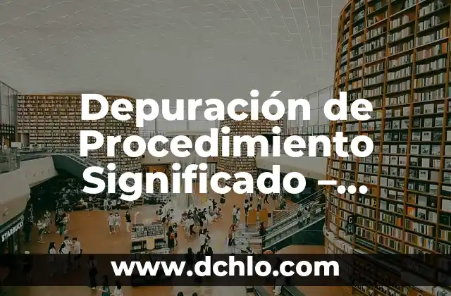 Depuración de Procedimiento Significado - Optimización de Procesos