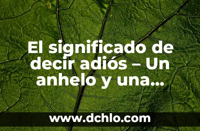 El significado de decir adiós - Un anhelo y una despedida