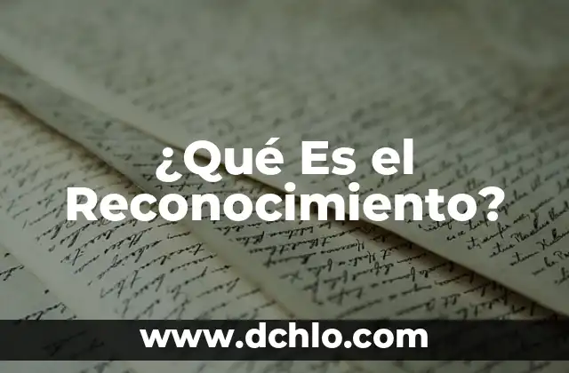 ¿Qué Es el Reconocimiento?