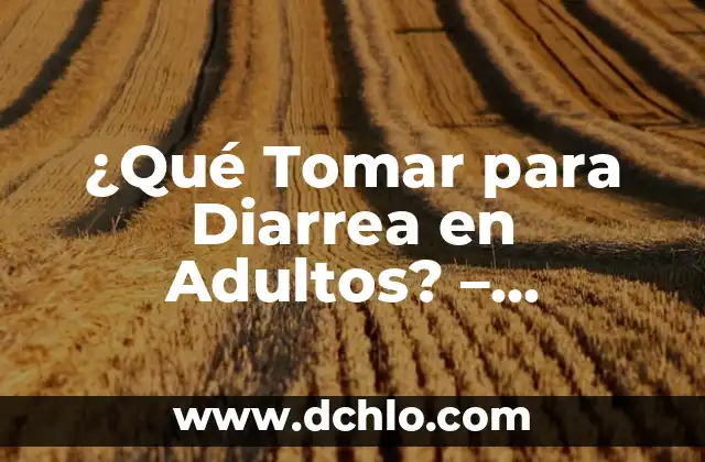 ¿Qué Tomar para Diarrea en Adultos? - Remedios Naturales y Medicamentos