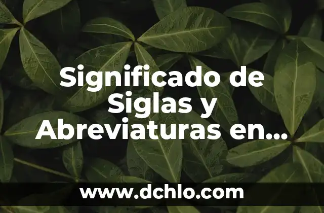 Significado de Siglas y Abreviaturas en Aviación