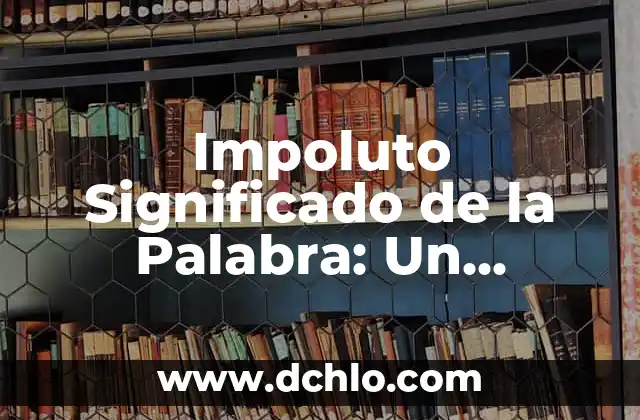 Indecente significado de la palabra 8 Impoluto Significado de la Palabra: Un Enfoque en la Pureza del Lenguaje