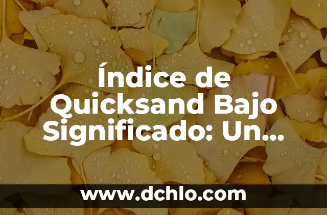 Cómo hacer un bajo de cartón 3 Índice de Quicksand Bajo Significado: Un Análisis Profundo