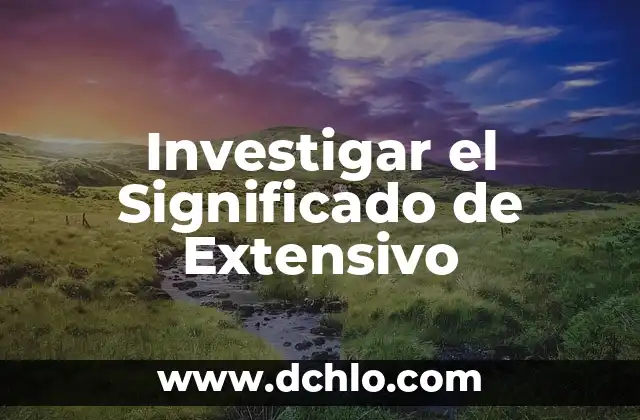 Investigar el significado de imprudencia 7 Investigar el Significado de Extensivo