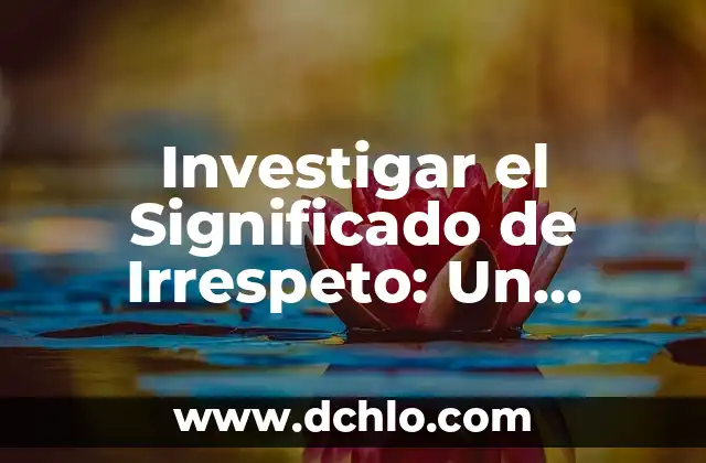El Significado de Tabita: Un Análisis Detallado 4 Investigar el Significado de Irrespeto: Un Análisis Detallado