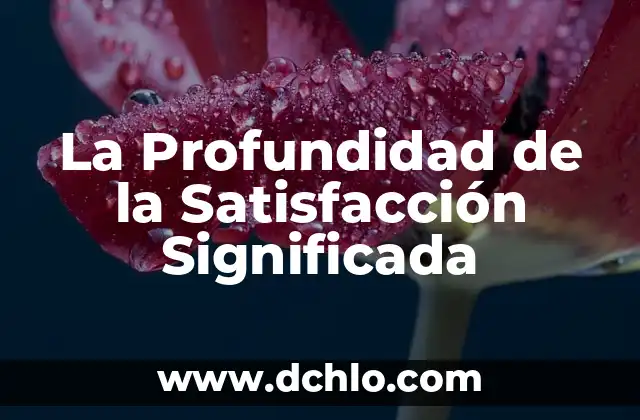 Indentificación de la Meta Significada 4 La Profundidad de la Satisfacción Significada