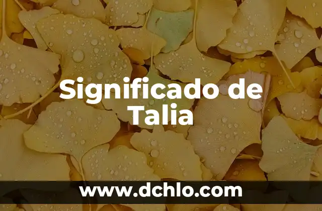 Significado de Talmidim 6 Significado de Talia