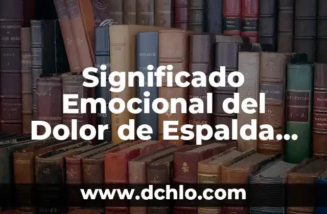 Dolor Abdominal en la Parte Baja: Causas, Síntomas y Tratamientos 8 Significado Emocional del Dolor de Espalda Baja