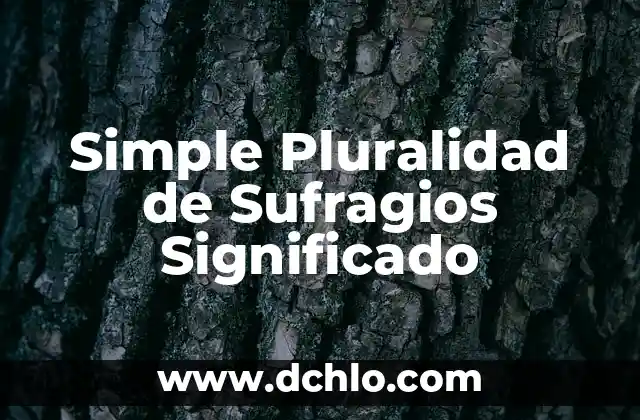 Significado del Valor de Pluralidad 8 Simple Pluralidad de Sufragios Significado