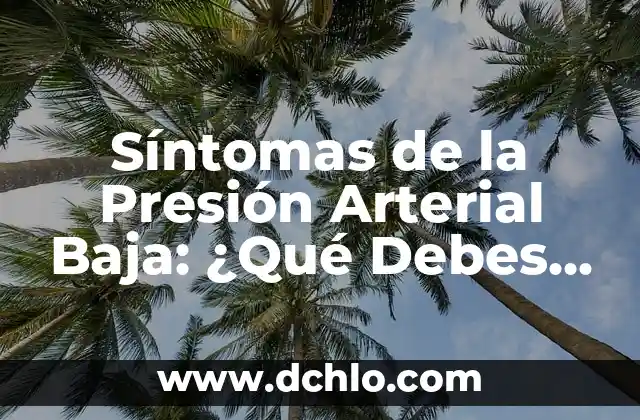 ¿Con qué se mide la presión? Una Guía Completa y Detallada 8 Síntomas de la Presión Arterial Baja: ¿Qué Debes Saber?